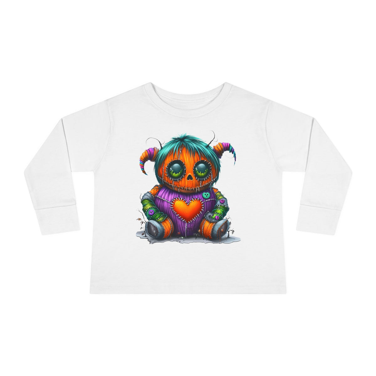 Patchwork Pumpkin Heart Toddler Long Sleeve Tee