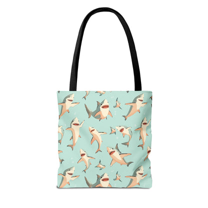 Aquamarine Sharks Canvas Tote Bag