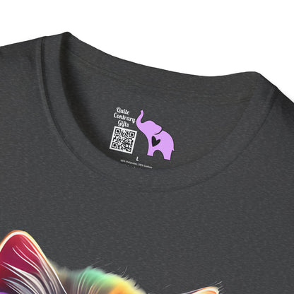 Cool Colorful Kitten in Flowers Adult T-shirt