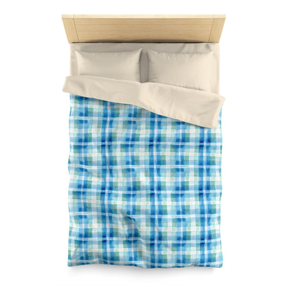 Ocean Sunset Plaid Microfiber Duvet Cover