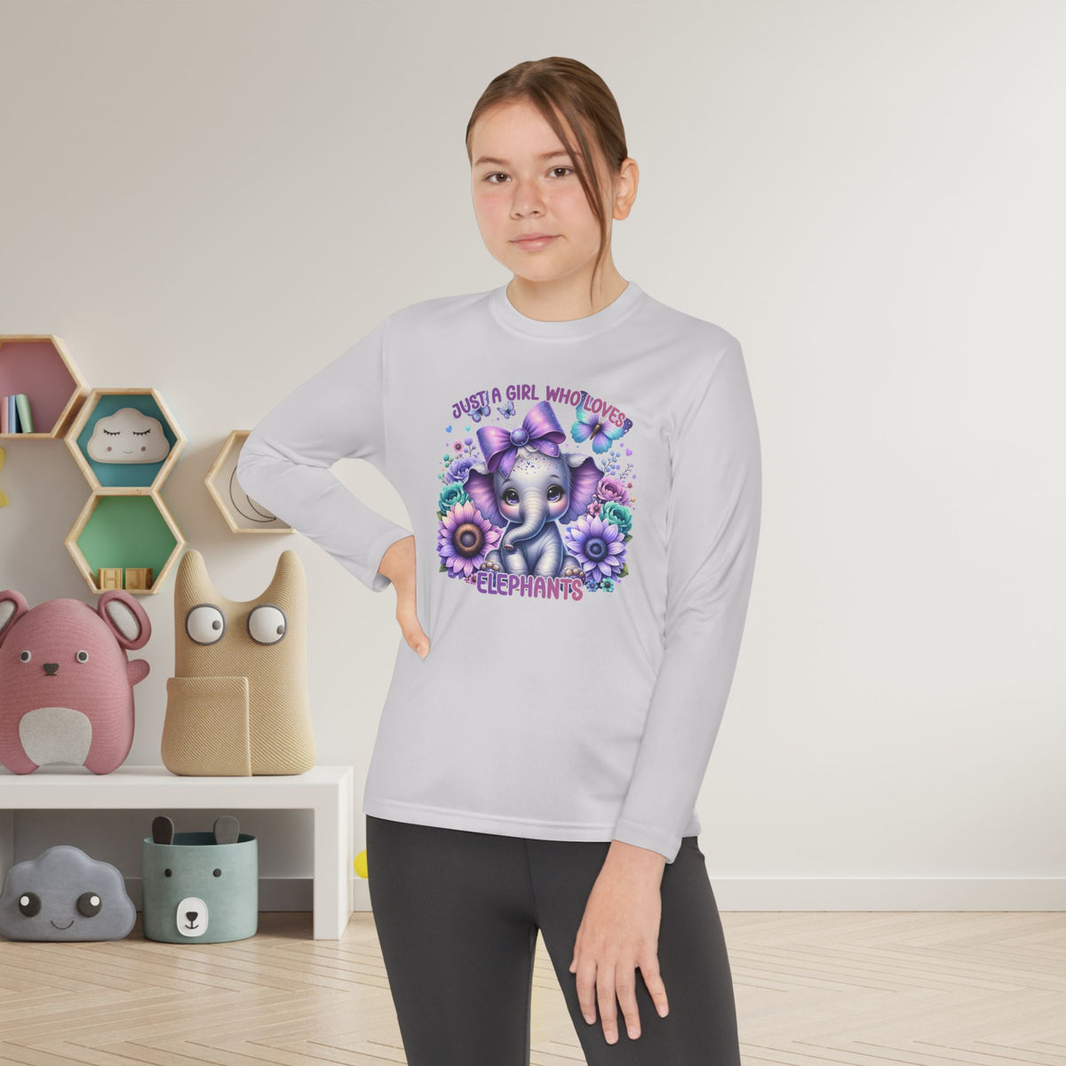 Just A Girl Who Loves Elephants Youth Long Sleeve Tee