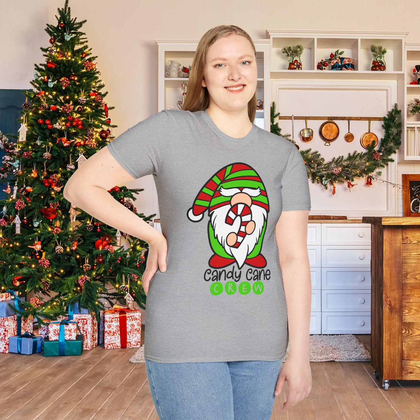 Candy Cane Crew Gnome Adult T-shirt