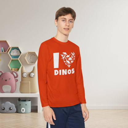 I Love Dinos (Dino Heart) Youth Long Sleeve Tee