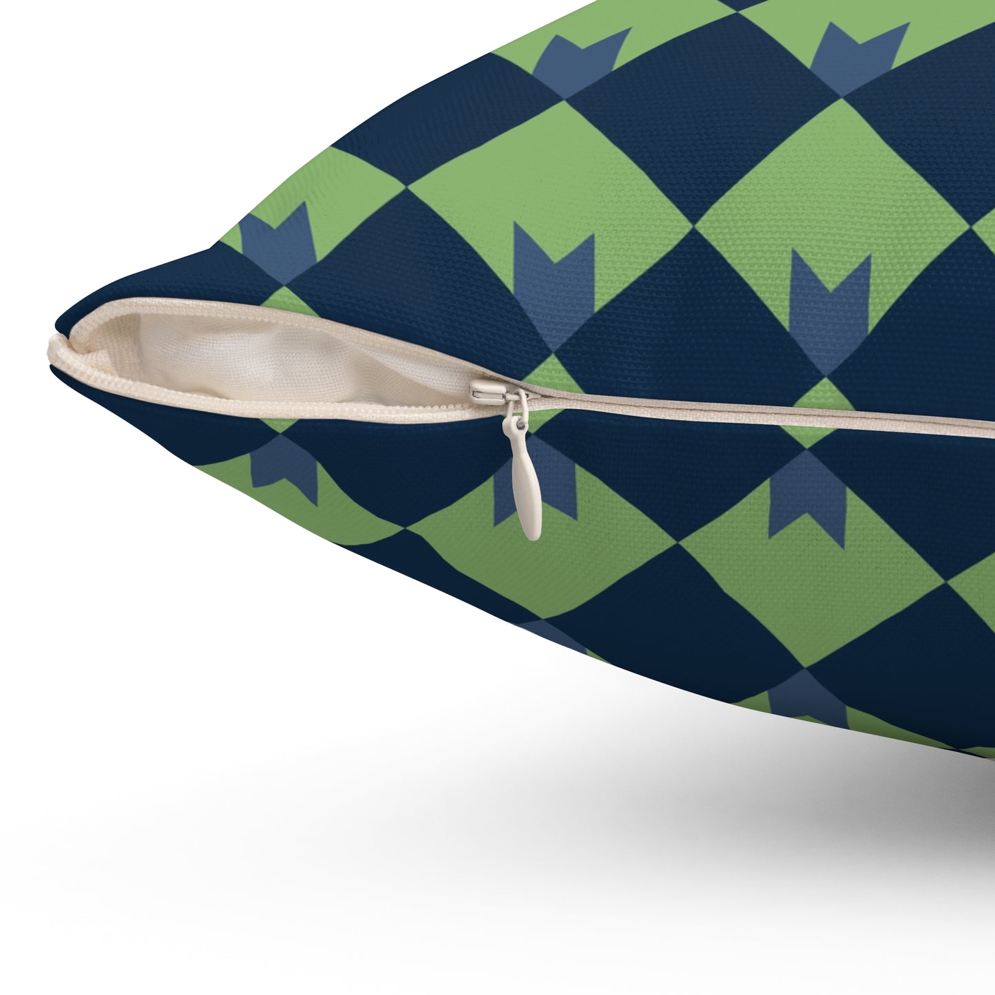 Diamond Bloom-Sage & Navy Throw Pillow