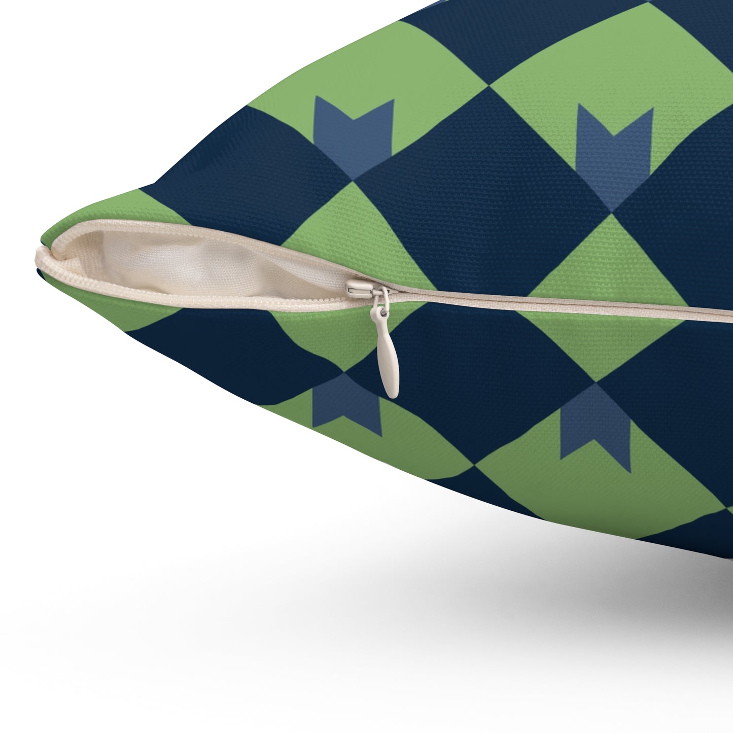 Diamond Bloom-Sage & Navy Throw Pillow