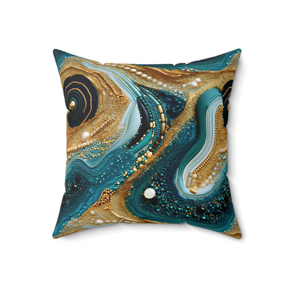 Gilded Ocean Veins Throw Pillow