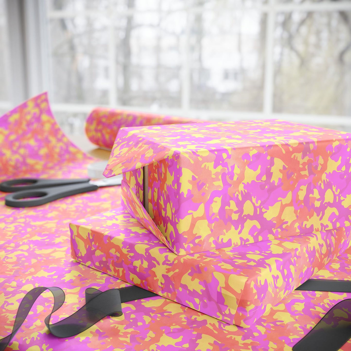 Sunset Sorbet Camo Wrapping Paper