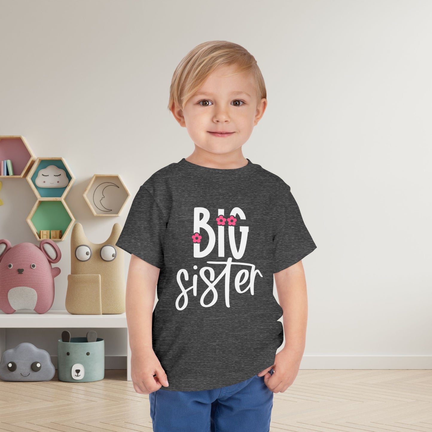 Big Sister (Pink Flowers) Toddler Tee
