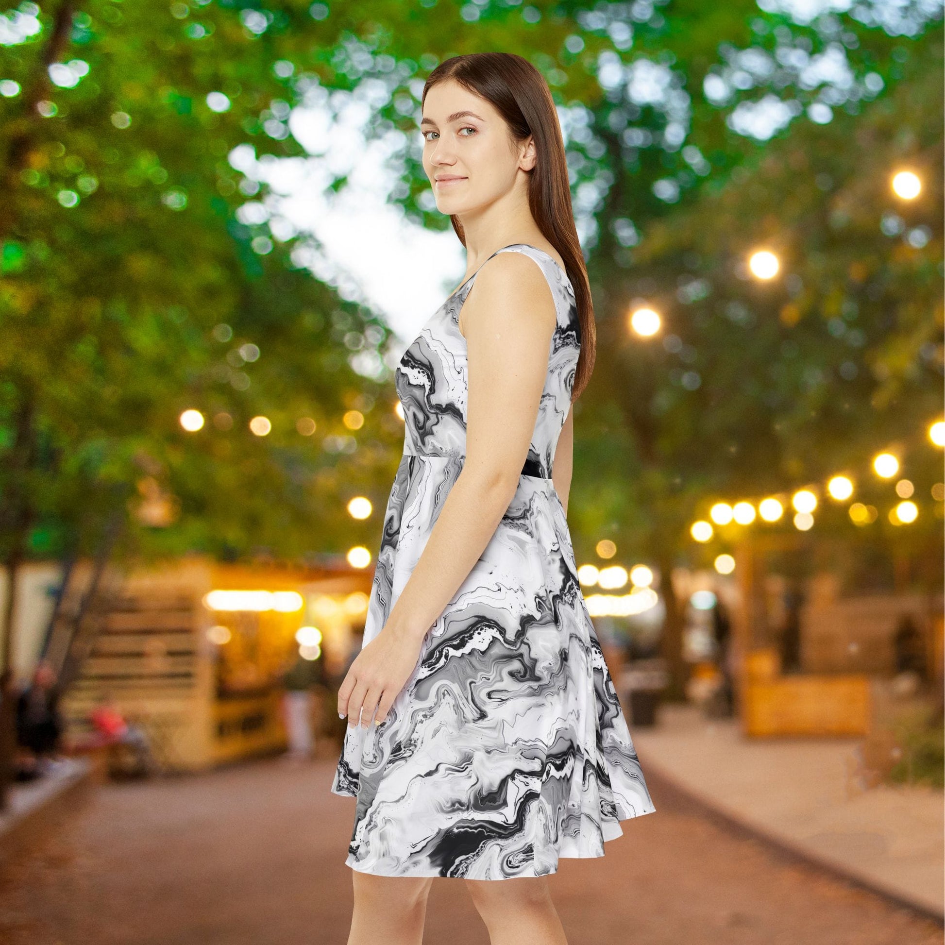 Frost Veil Marble Women's Skater Dress