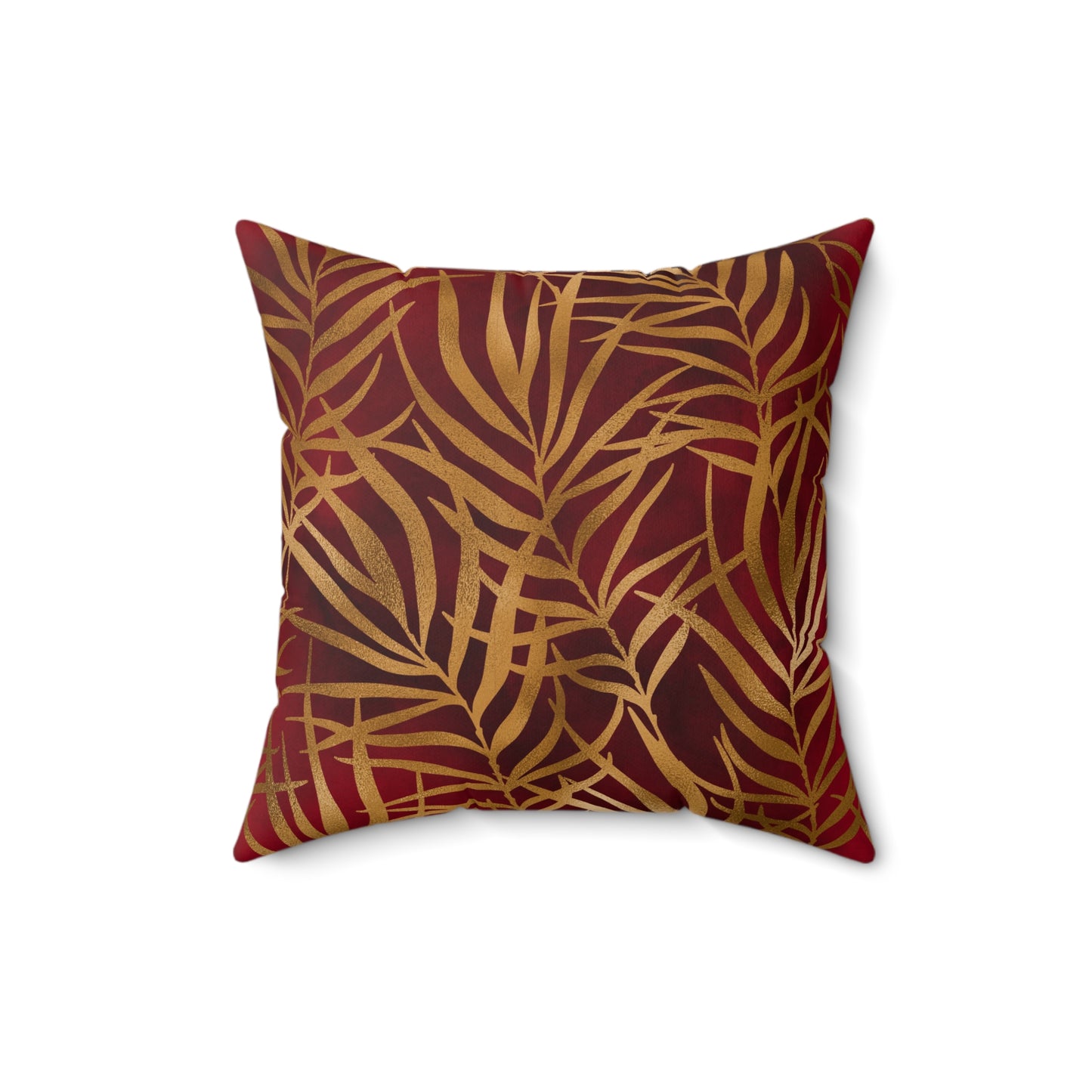 Crimson Palm Veil Throw Pillow