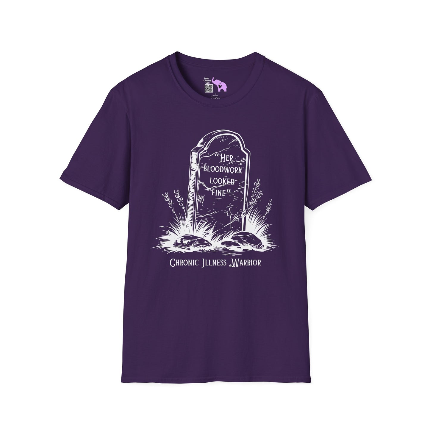 "Her Bloodwork Looked Fine" Headstone Adult T-shirt
