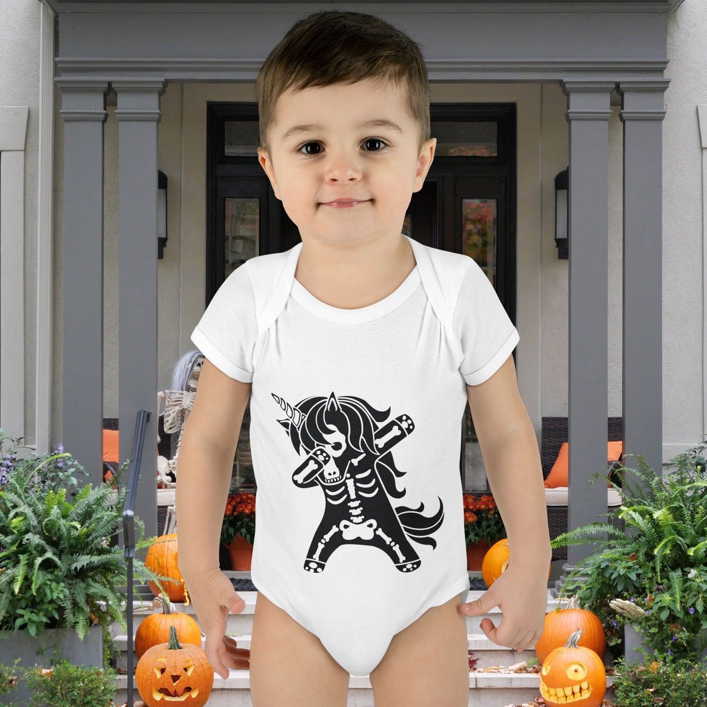 Dabbing Unicorn Skeleton Infant Baby Rib Bodysuit