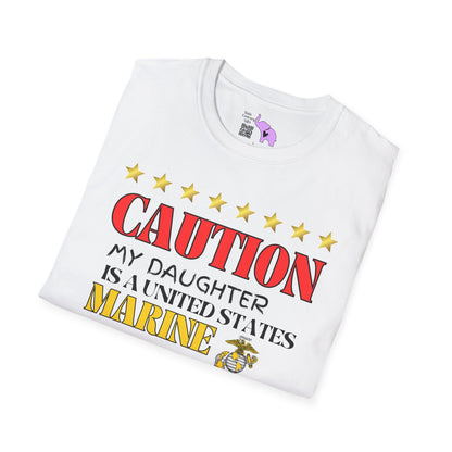 Caution My Daughter is a US Marine I've Been Known to Brag (Mom) Unisex Softstyle T-Shirt