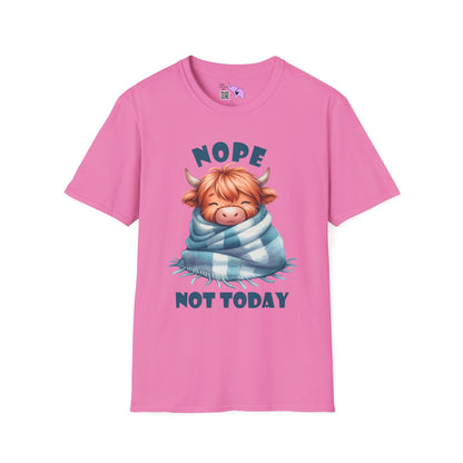 Nope Not Today Cute Cow Adult T-shirt