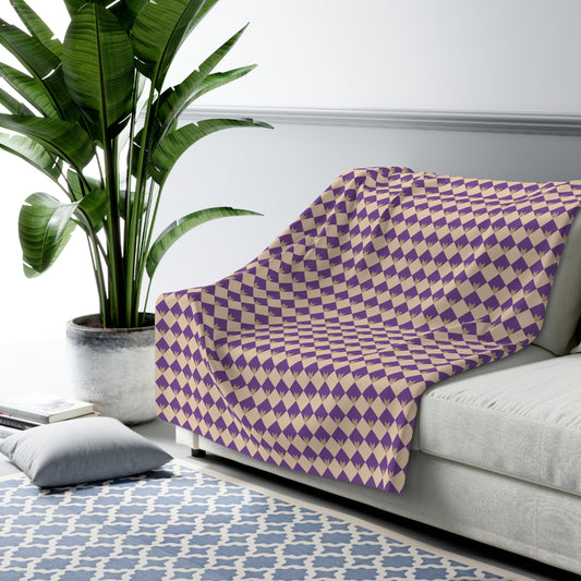 Diamond Bloom-Amethyst & Cream Fleece Blanket