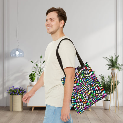 Warped Colorful Checkered Canvas Tote Bag