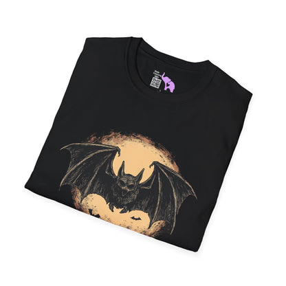 Bat Over Moon Adult T-shirt