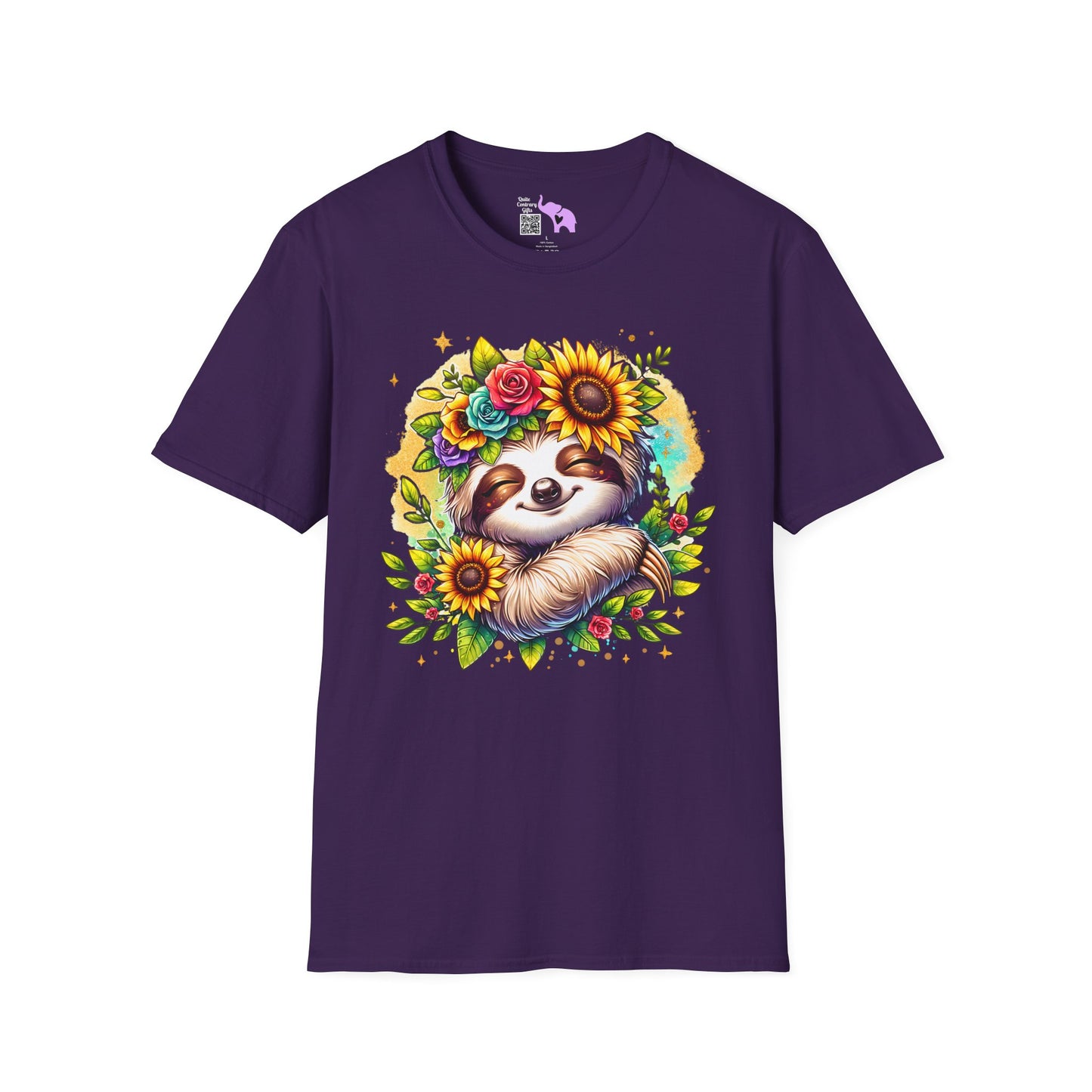 Flowery Sloth Adult T-shirt