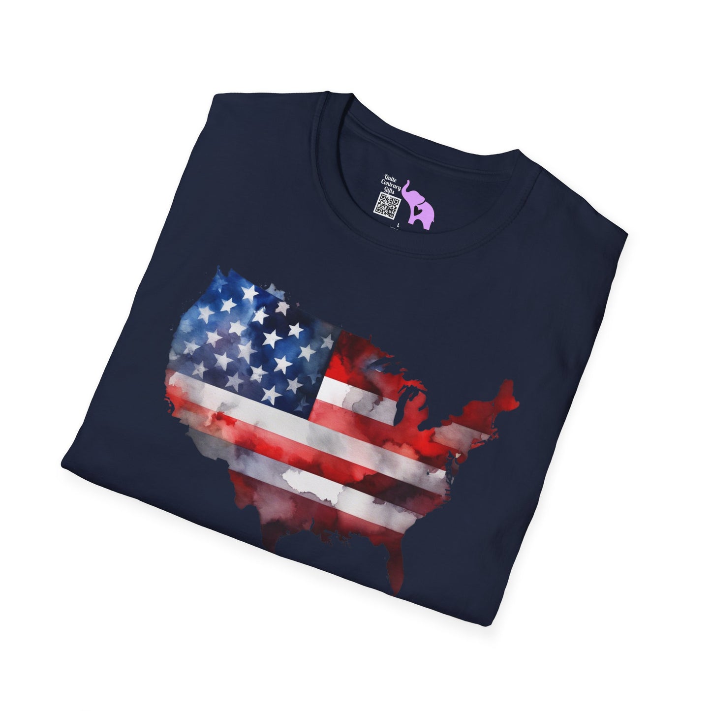 American-Shaped Flag Watercolor Adult T-Shirt