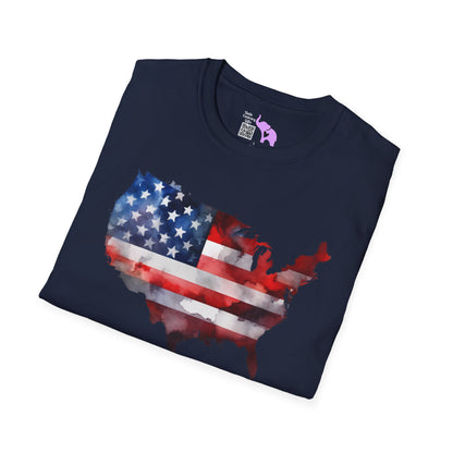 American-Shaped Flag Watercolor Adult T-Shirt