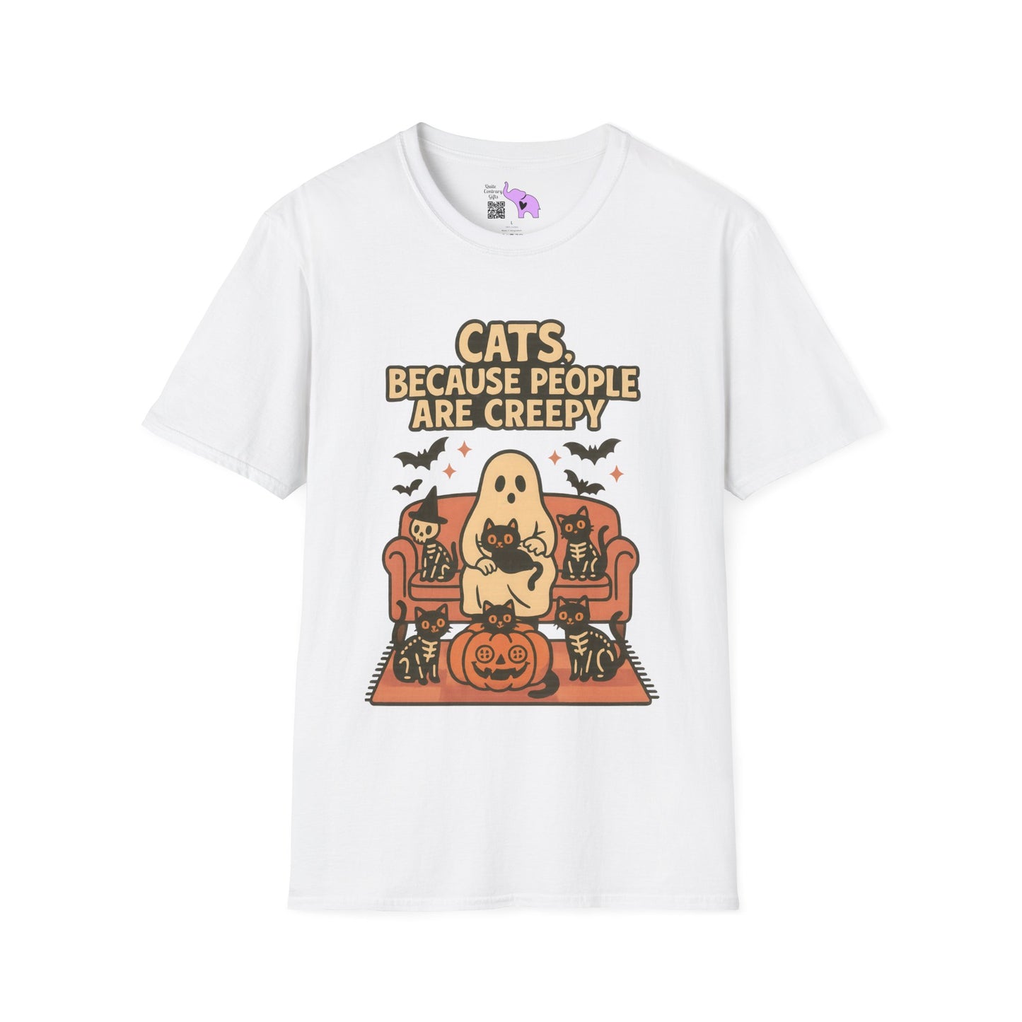 Cats, Because People Are Creepy (Halloween) Adult T-shirt