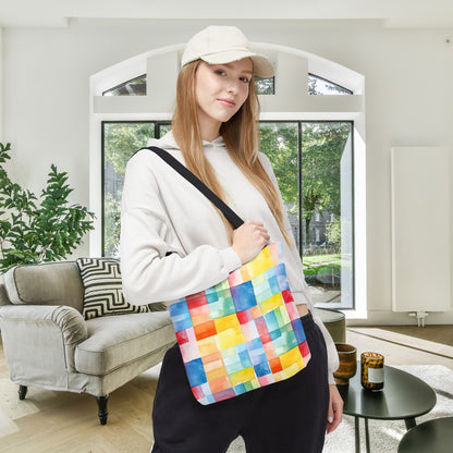Mosaic Meadows Canvas Tote Bag