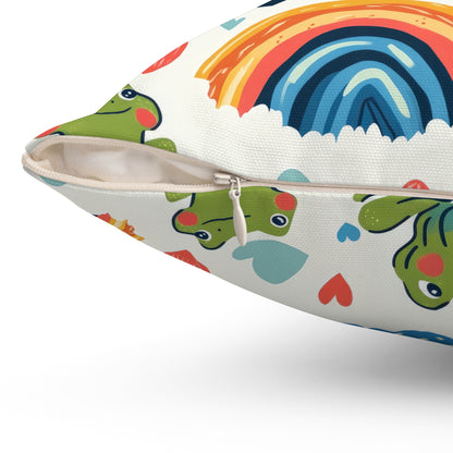 Ribbit Rainbows Throw Pillow