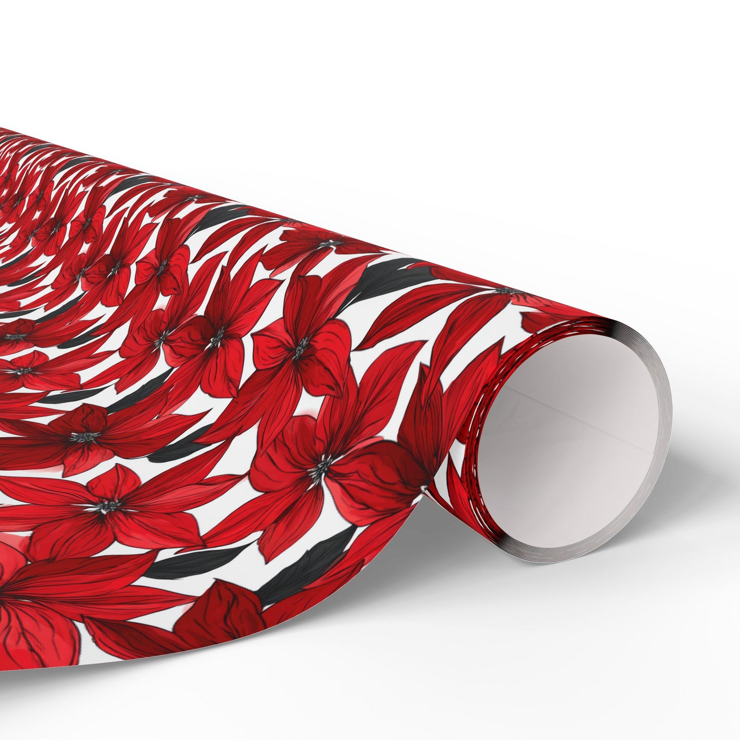 Inked Poinsettias Wrapping Paper