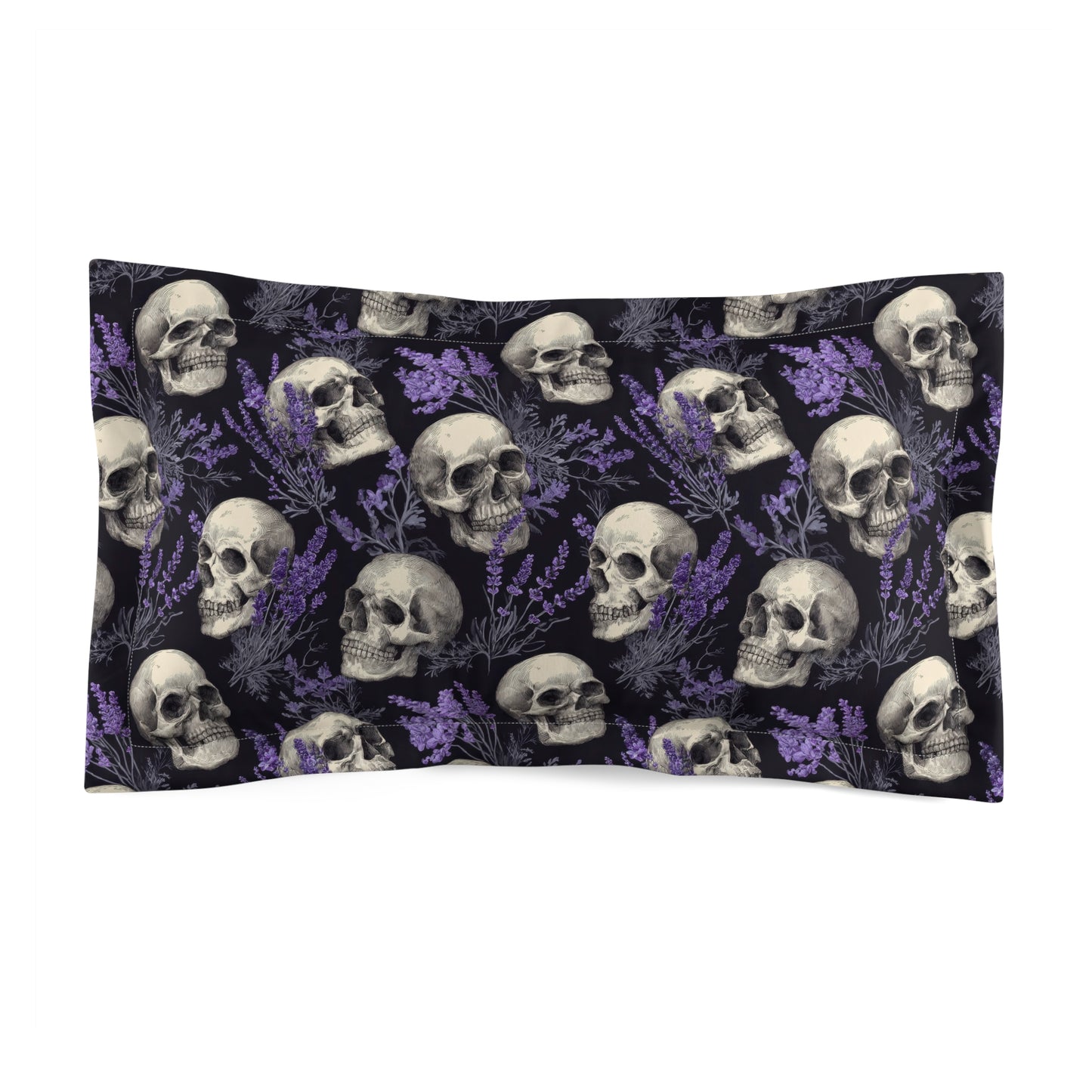 Midnight Lavender Skulls Pillow Sham