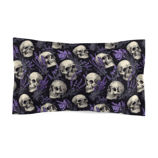 Midnight Lavender Skulls Pillow Sham