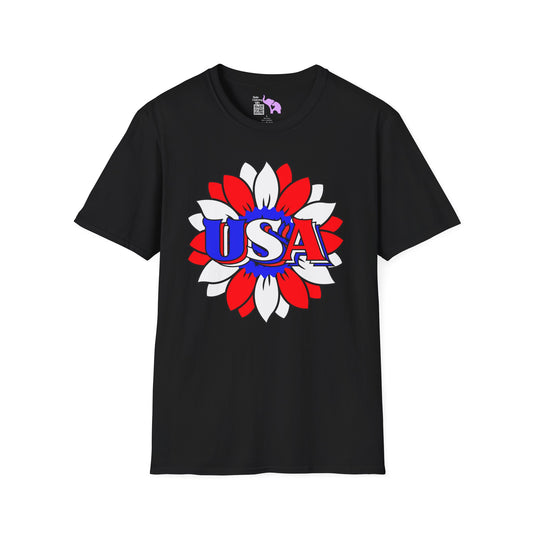 USA Red, White, and Blue Sunflower 2 Adult T-shirt