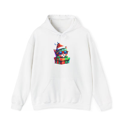 Christmas Kitten w/Gift Heavy Blend™ Hooded Sweatshirt