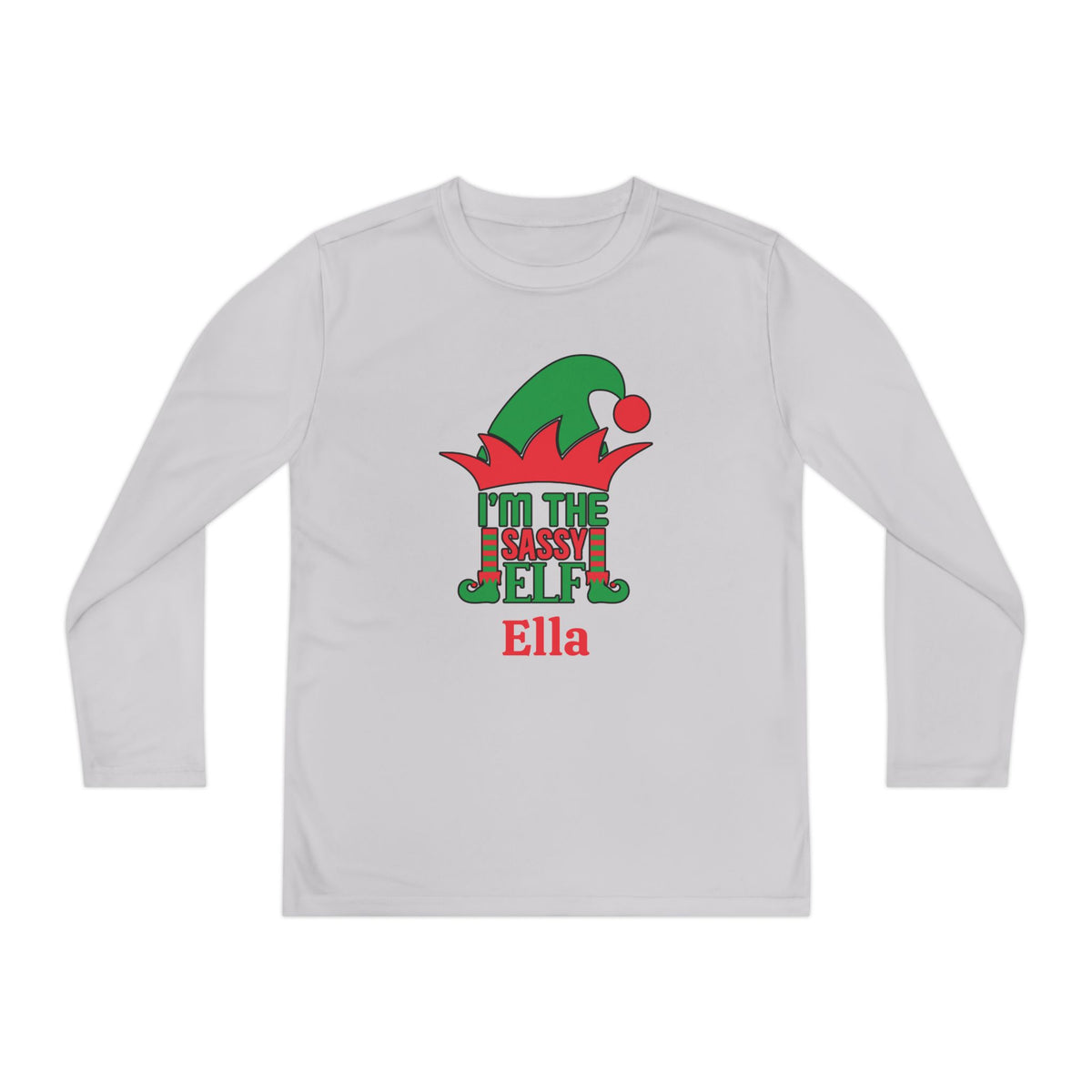 I'm The Sassy Elf Personalized Youth Long Sleeve Tee
