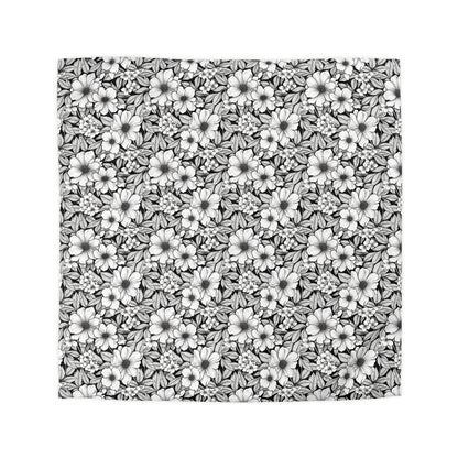 Black & White Forget-Me-Nots Microfiber Duvet Cover
