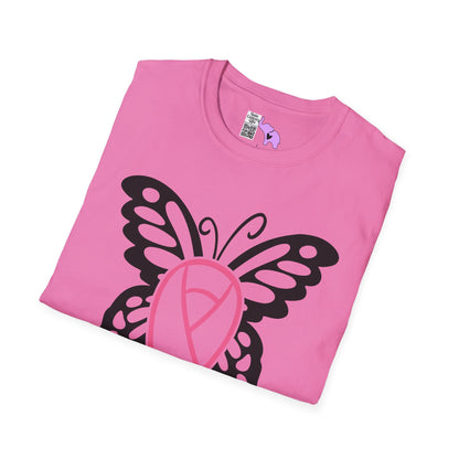 Butterfly Pink Support Ribbon Adult T-shirt