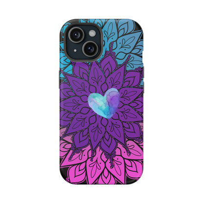 Colorful Mandala w/Heart MagSafe® Compatible Tough Case for iPhone