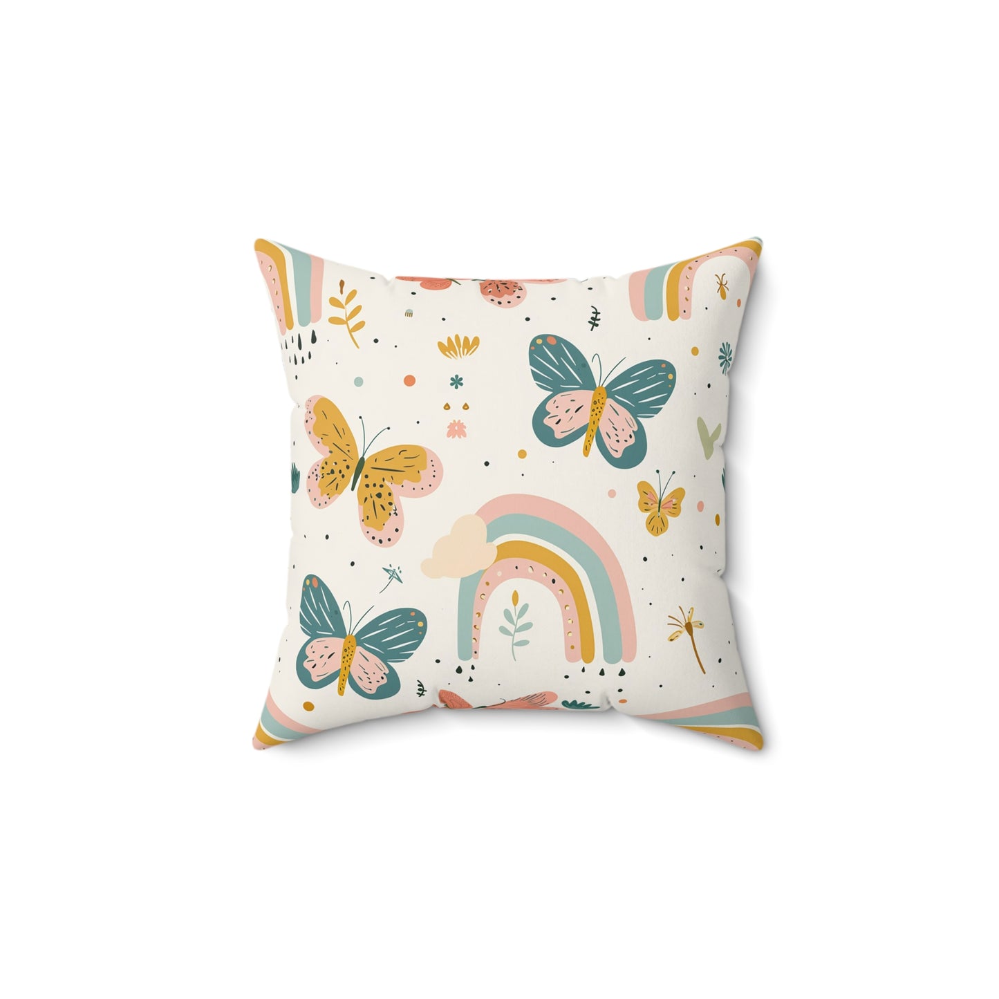 Whispering Wings & Rainbows Throw Pillow