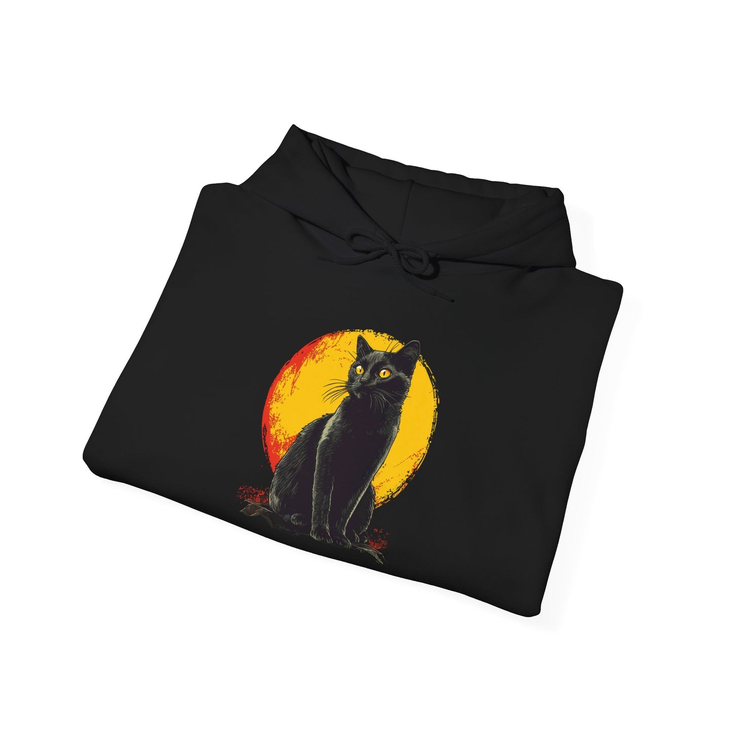 Black Cat Over Moon Heavy Blend™ Hooded Sweatshirt