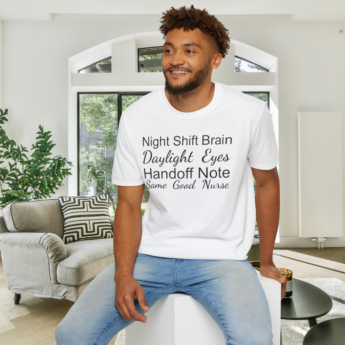 Night Shift Brain Daylight Eyes Handoff Note Same Good Nurse Adult T-shirt