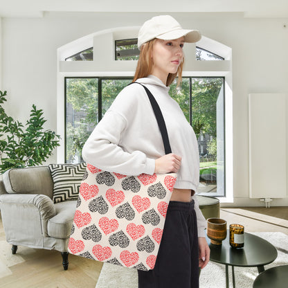 Rustic Hearts Canvas Tote Bag