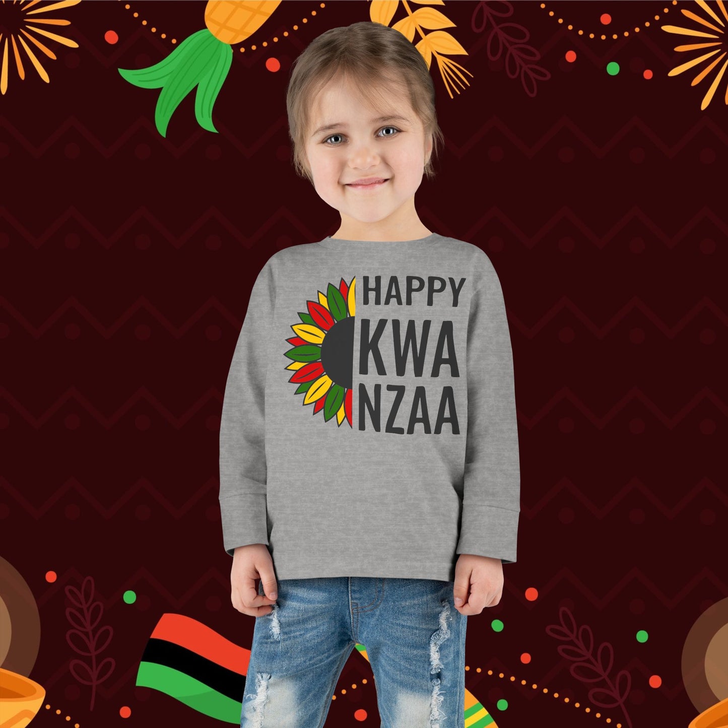 Happy Kwanzaa (Sunflower) Toddler Long Sleeve Tee