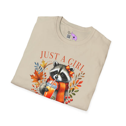Just A Girl Who Loves Pumpkin Spice (Racoon) Adult T-shirt