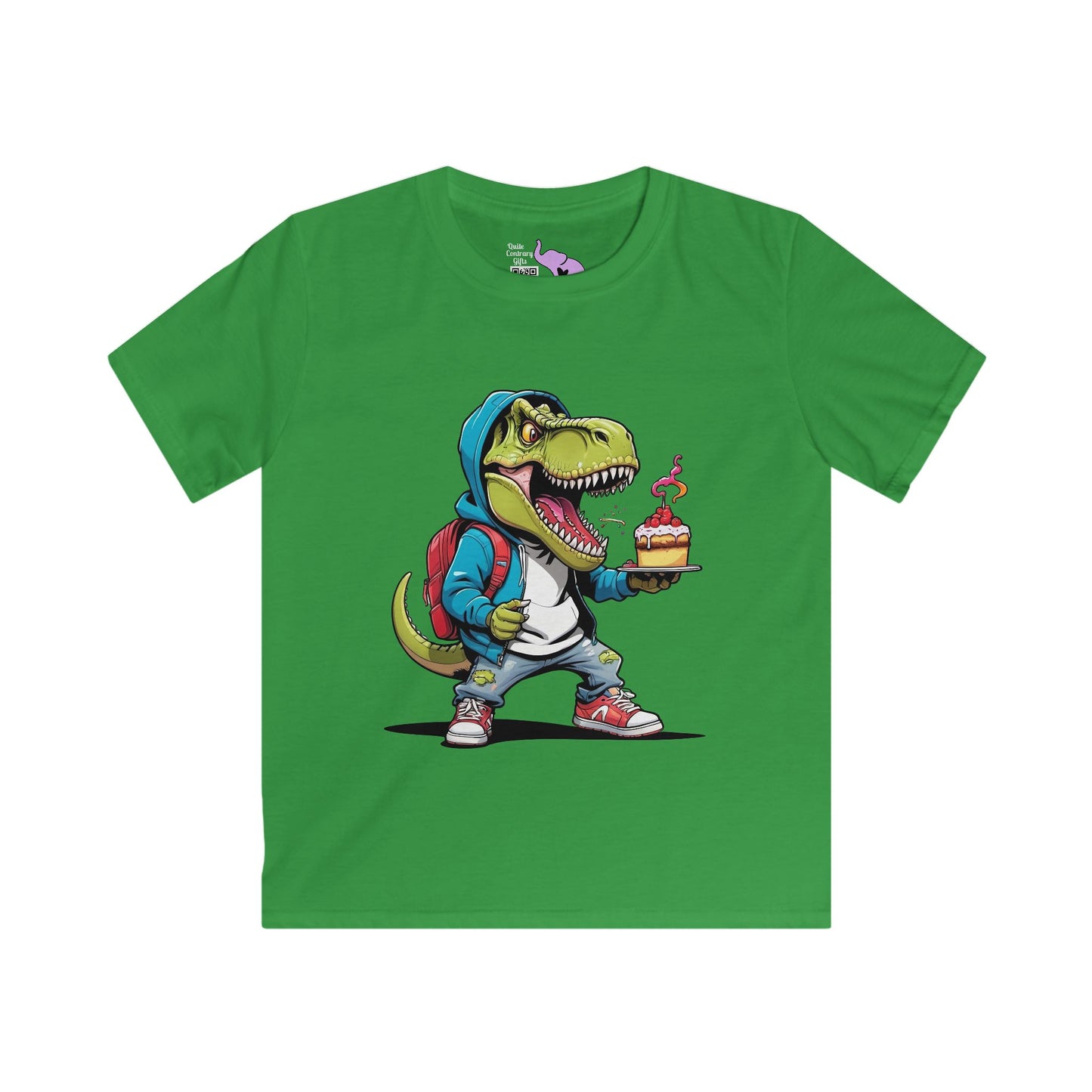 Dinosaur w/Cake Youth Softstyle Tee
