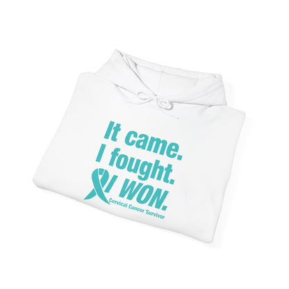 It Came I Fought I Won Cervical Cancer Awareness Adult Heavy Blend™ Hoodie
