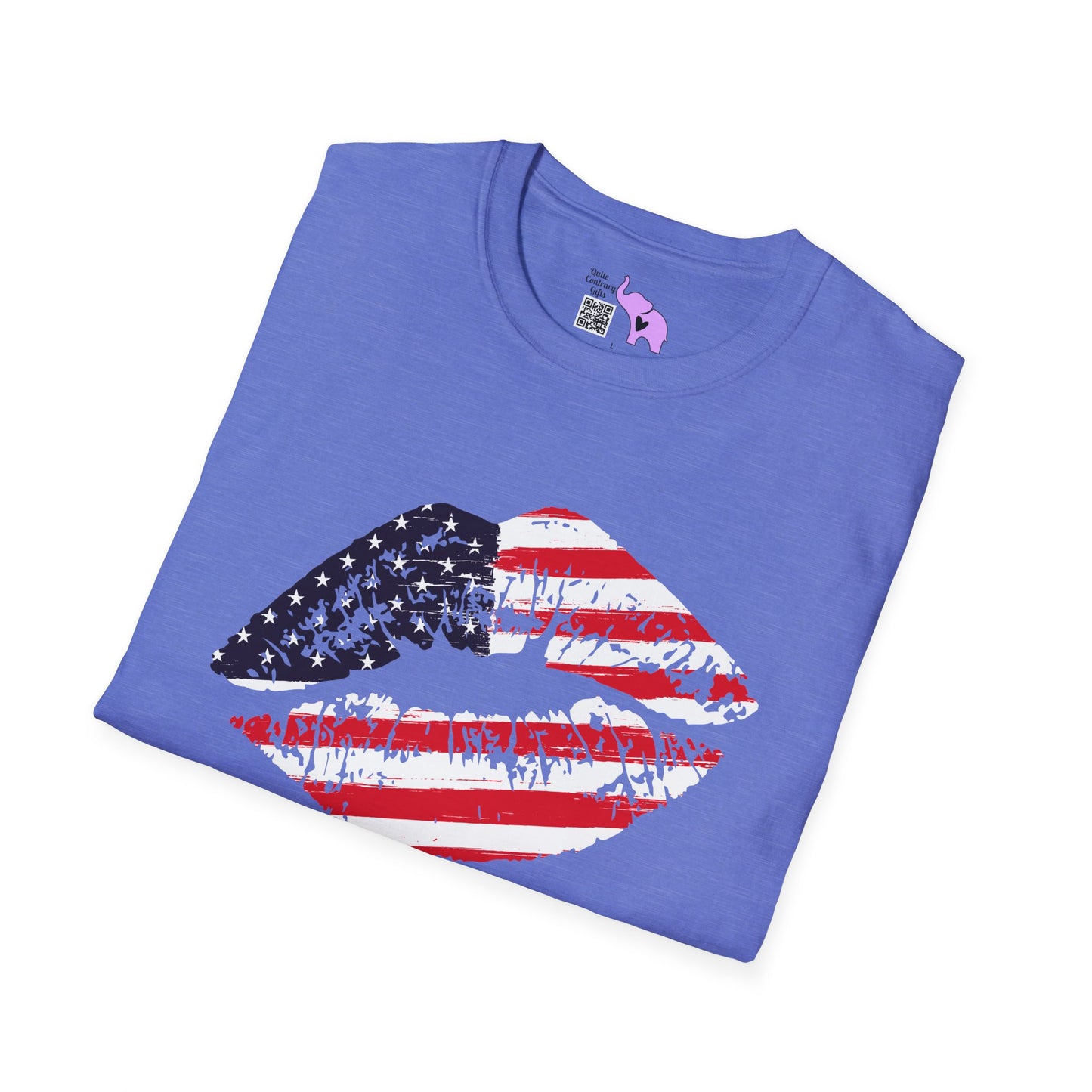 American Flag Lips Adult T-shirt