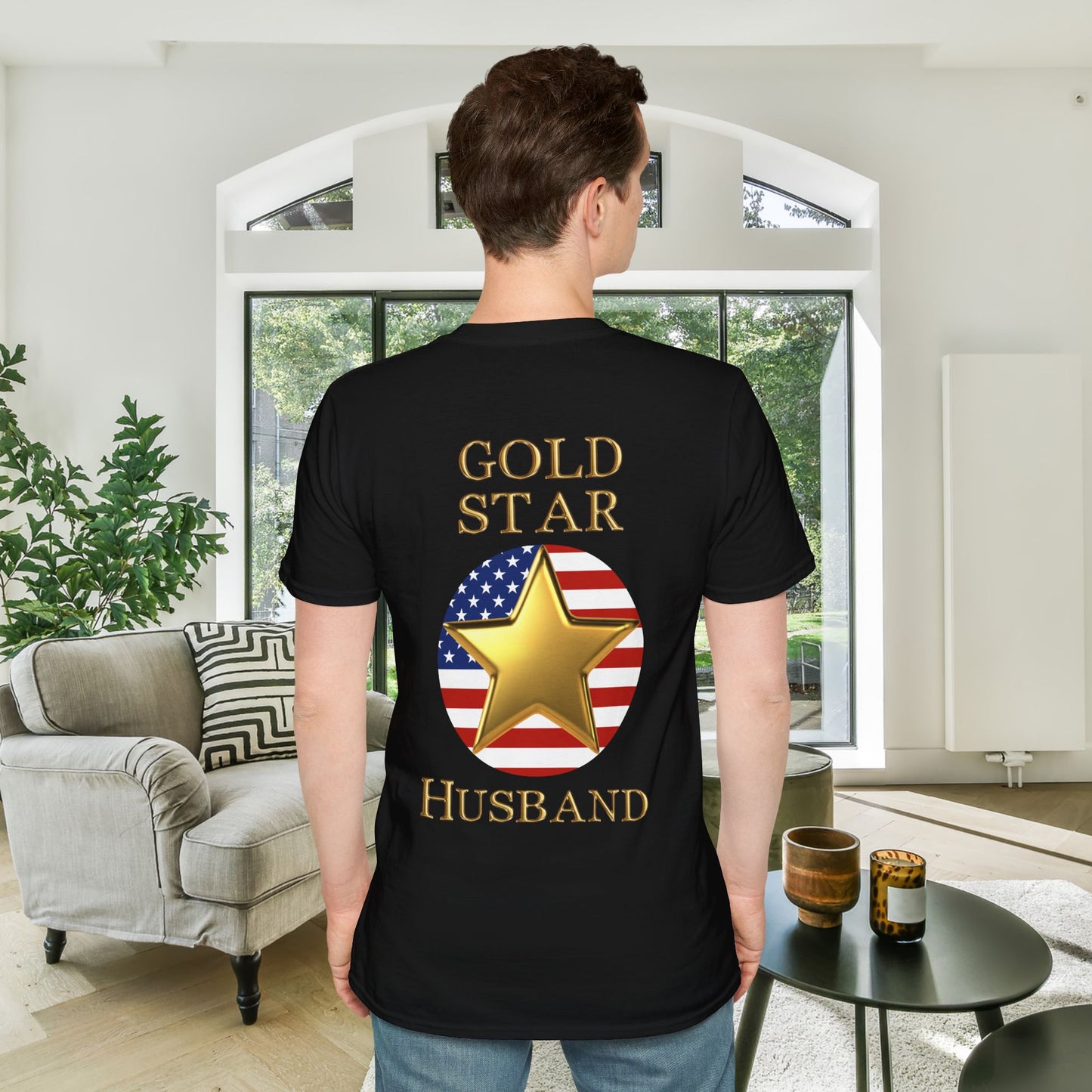 Gold Star Husband Forever Proud Adult T-shirt