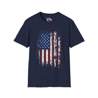 Semper Fi American Flag Adult T-Shirt