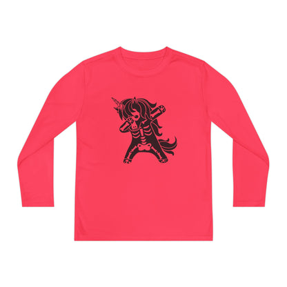 Dabbing Unicorn Skeleton Youth Long Sleeve Tee