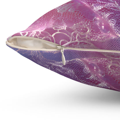 Blush Orchid Sheer & Lace Throw Pillow