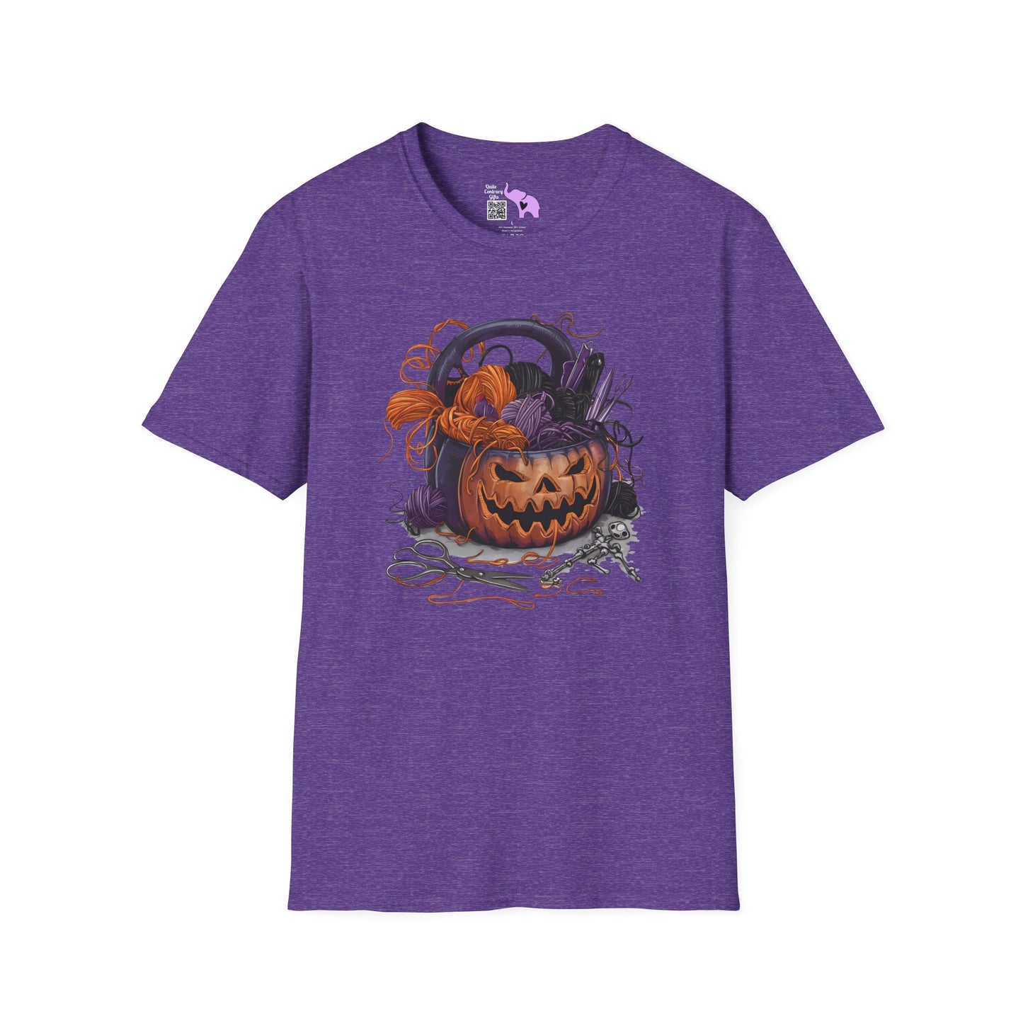 Spooky Pumpkin Yarn Basket Adult T-shirt